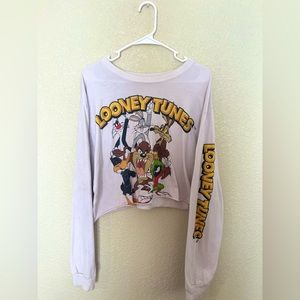 Looney Tunes Cropped Graphic Long Sleeve Shirt, Size L.